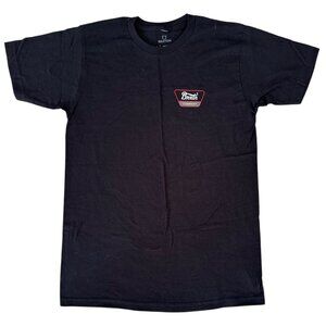 Brixton Mens Standard Fit Black T-Shirt Size M 100% Cotton Graphic Logo Front &